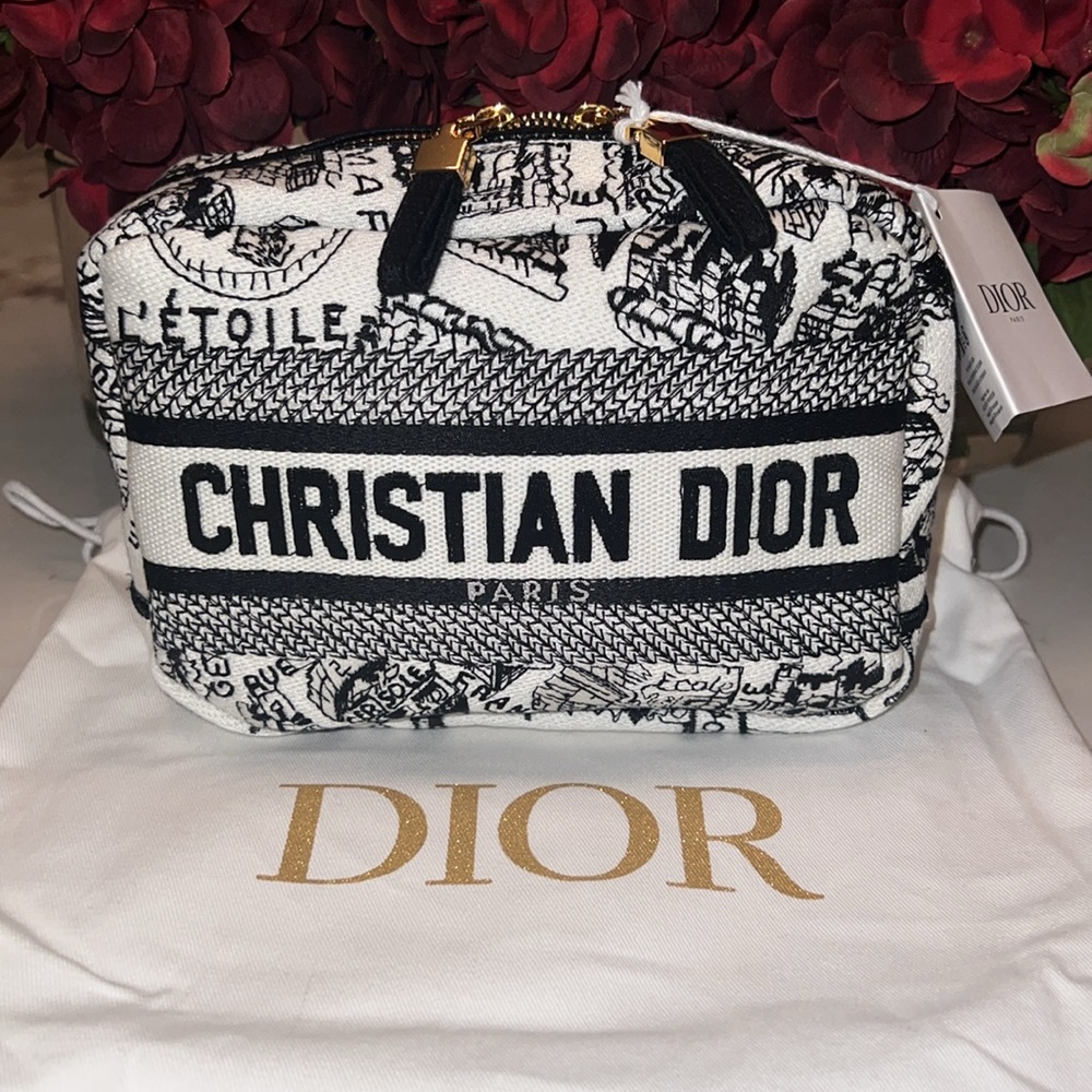 ❗️SALE❗️CHRISTIAN DIOR  Plan de Paris Canvas Embroidered Cosmetic Bag -VIP Gift